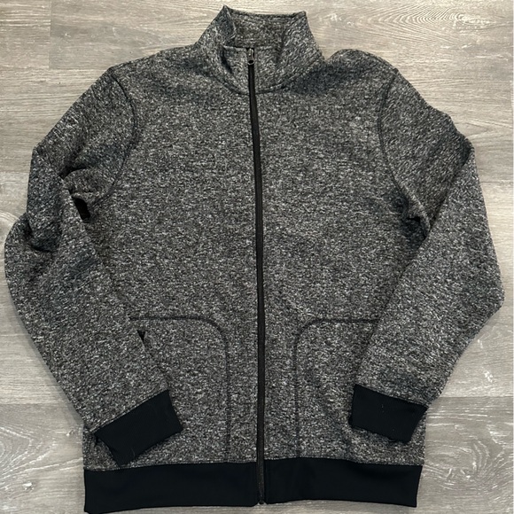 Men’s SONOMA Gray Black Long Sleeve Fleece Sweater Jacket, Size Large Tall. New! - Picture 4 of 12